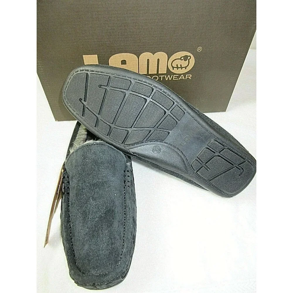 Lamo Men's Suede Boston Slip on Loafer Driving Moc Black Super Cozy NIB CM1244